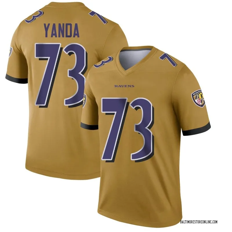 Marshal Yanda Purple Backer - #73 Football Baltimore Ravens T-Shirt Size  40/M