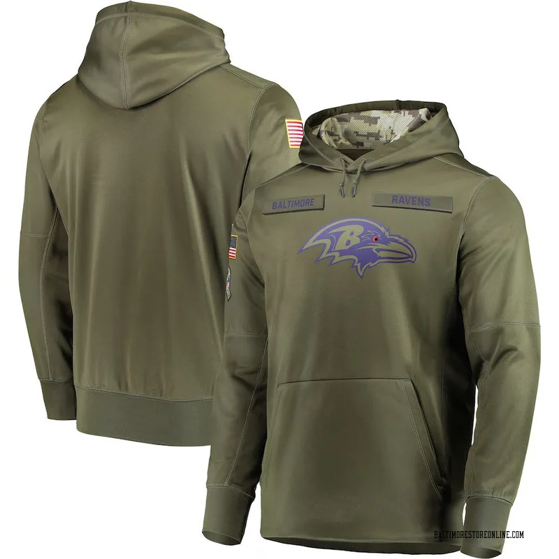 2021 Men's Baltimore Ravens Salute to Service Sideline Therma Pullover  Hoodie